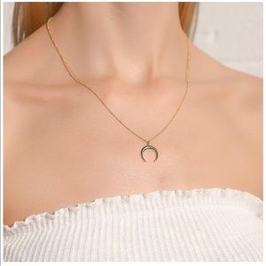 🌀Gold Crescent Moon Double Horn Necklace